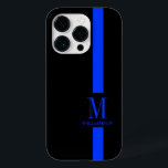 Thin Blue Line Custom Monogram Case-Mate iPhone 14 Pro Case<br><div class="desc">A Thin Blue Line custom monogram phone case.</div>