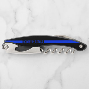 Thin Blue Line Custom Name Serviceman Corkscrew