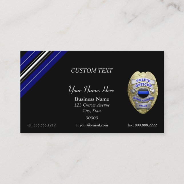 Thin Blue Line Custom Patch and Badge  Business Card (Front)
