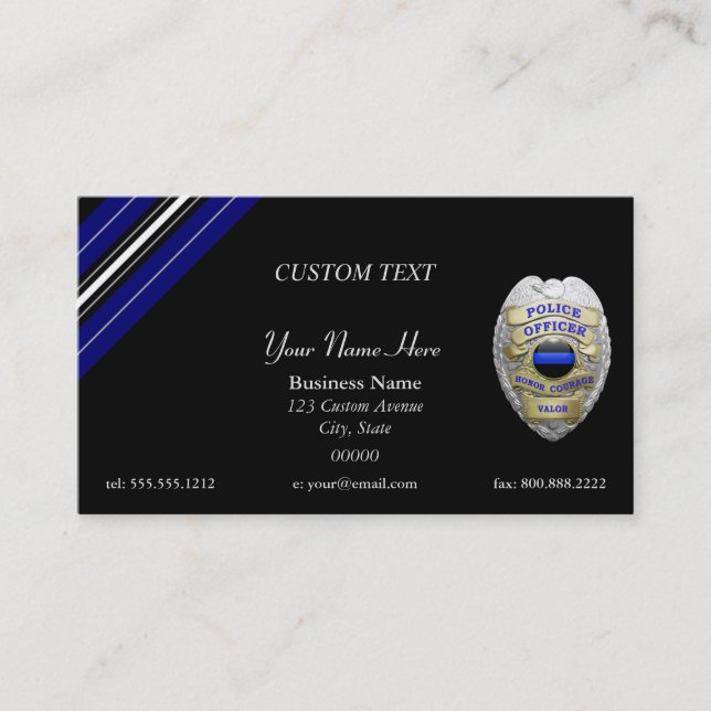 Thin Blue Line Custom Patch and Badge  Business Card (Front)