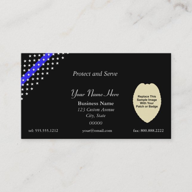 Thin Blue Line Custom Patch and Badge Business Card (Front)