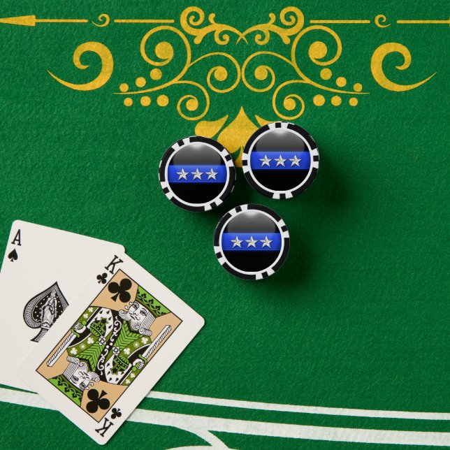 Thin Blue Line Custom Poker Chips (Poker Table (Stack))