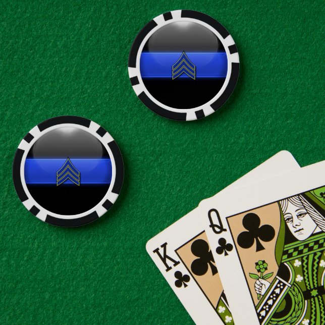 Thin Blue Line Custom Poker Chips (Poker Table (Double))