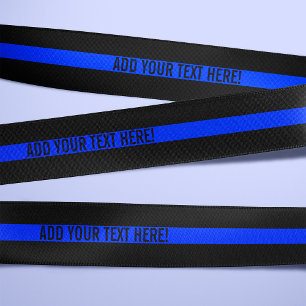Thin Blue Line Custom Text Ribbon Satin Ribbon