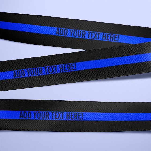 Thin Blue Line Custom Text Ribbon Satin Ribbon (Creator Uploaded)