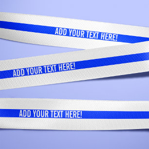 Thin Blue Line Custom White Satin Ribbon