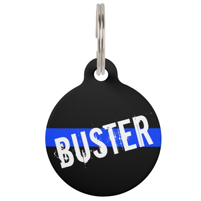 Thin Blue Line Customised Pet Name Tag (Front)