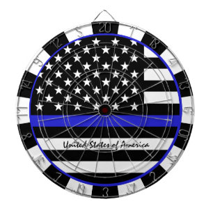 Thin Blue Line Darts & American Flag police / USA Dartboard