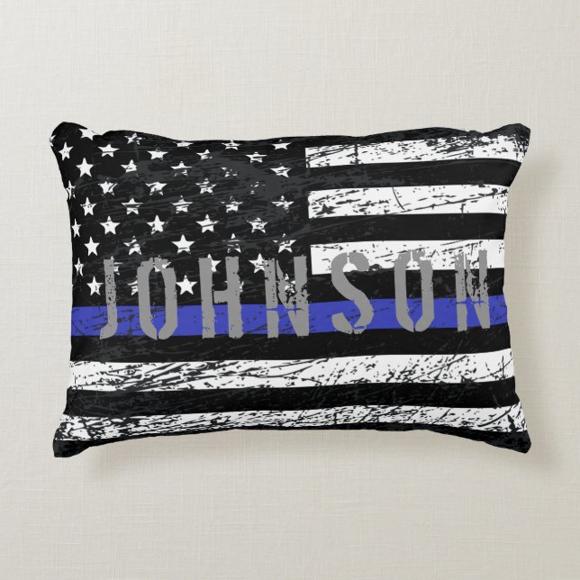 Thin Blue Line Decorative Cushion (Front)