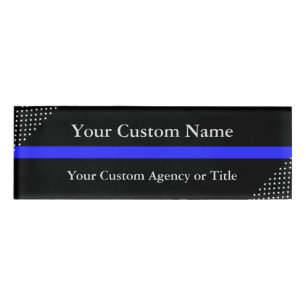 Thin Blue Line Diagonal Stars Name Tag