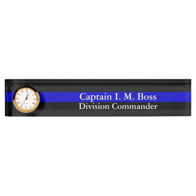 Thin Blue Line - Distressed Tattered Flag Nameplat Nameplate (Front)