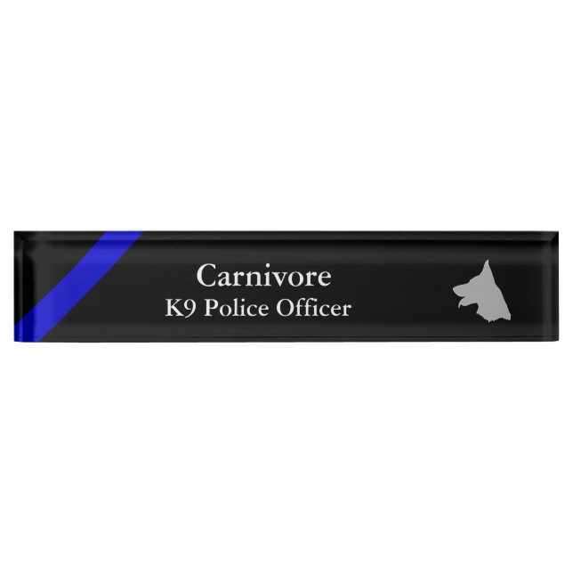 Thin Blue Line - Distressed Tattered Flag Nameplat Nameplate (Front)