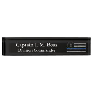Thin Blue Line - Distressed Tattered Flag Nameplate