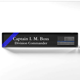 Thin Blue Line - Distressed Tattered Flag Nameplate
