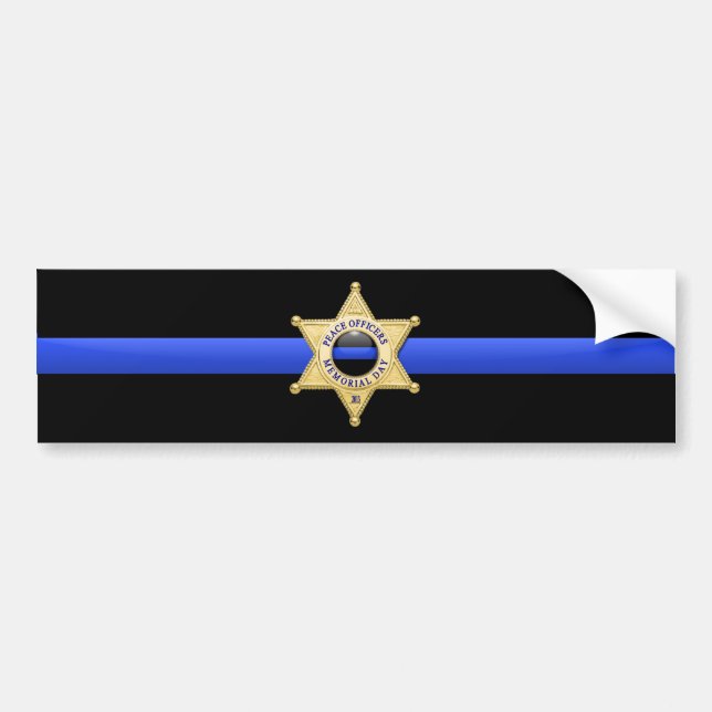 Thin Blue Line Flag & Badge Bumper Sticker (Front)