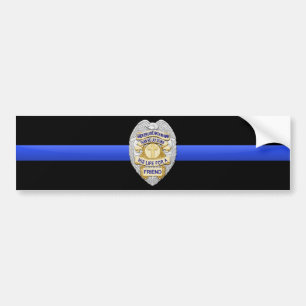 Thin Blue Line Flag & Badge Bumper Sticker