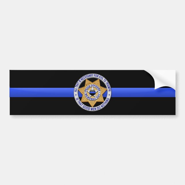 Thin Blue Line Flag & Badge Bumper Sticker (Front)