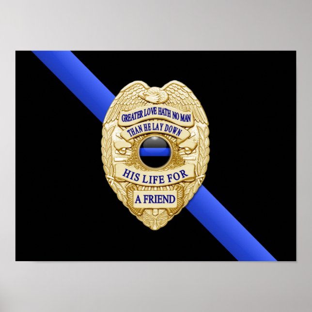Thin Blue Line Flag & Badge Poster (Front)