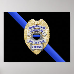 Thin Blue Line Flag & Badge Poster