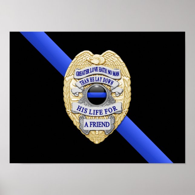 Thin Blue Line Flag & Badge Poster (Front)