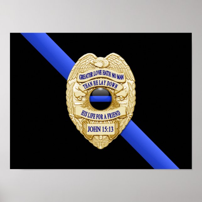 Thin Blue Line Flag & Badge Poster (Front)
