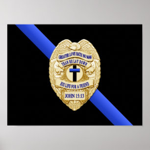 Thin Blue Line Flag & Badge Poster