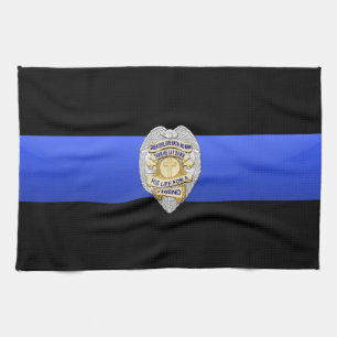 Thin Blue Line Flag & Badge Tea Towel