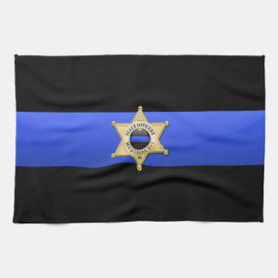 Thin Blue Line Flag & Badge Tea Towel