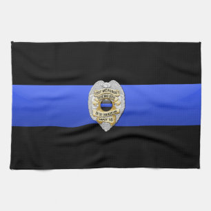 Thin Blue Line Flag & Badge Tea Towel
