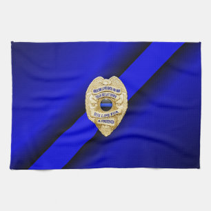 Thin Blue Line Flag & Badge Tea Towel