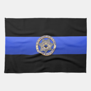 Thin Blue Line Flag & Badge Tea Towel