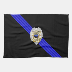 Thin Blue Line Flag & Badge Tea Towel