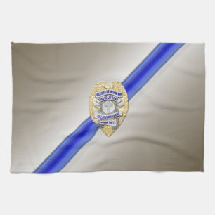 Thin Blue Line Flag & Badge Tea Towel