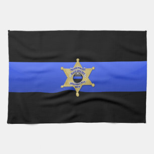 Thin Blue Line Flag & Badge Tea Towel