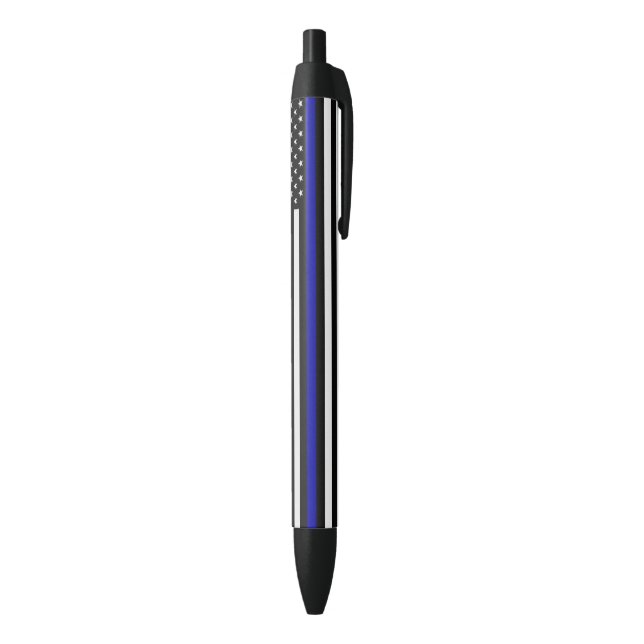 Thin Blue Line Flag Black Ink Pen (Bottom (Vertical))