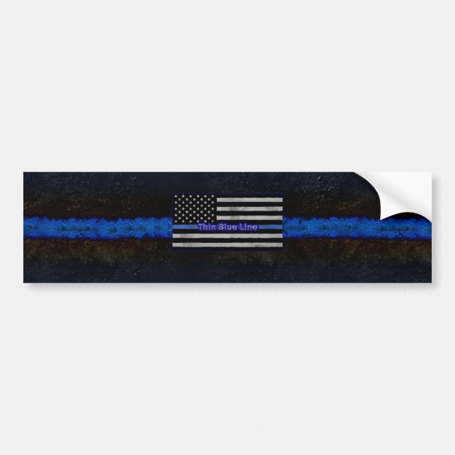 Thin Blue Line Flag Bumper Sticker (Front)