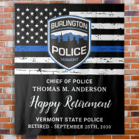 Thin Blue Line Flag Custom Logo Police Retirement