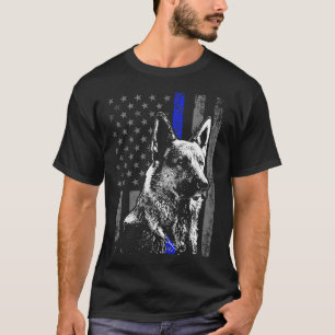 Thin Blue Line Flag K 9 German Shepherd Police Dog T-Shirt