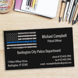 Thin Blue Line Flag Law Enforcement Police Business Card