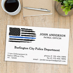 Thin Blue Line Flag Law Enforcement Police Officer Business Card