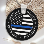 Thin Blue Line Flag Law Enforcement Police Officer Key Ring<br><div class="desc">Service Honor Courage Integrity. Thin Blue Line Keychain for police officers and law enforcement . This police keychain is perfect for police academy graduation gifts to newly graduated officers, or police retirement gifts, police department gifts, and police stocking stuffers at christmas. COPYRIGHT © 2020 Judy Burrows, Black Dog Art -...</div>