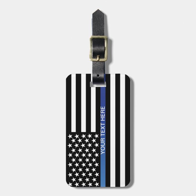 Thin Blue Line Flag Luggage Tag (Front Vertical)
