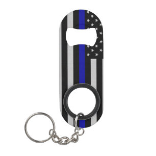 Thin Blue Line Flag Mini Keychain Bottle Opener