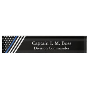 Thin Blue Line Flag Nameplate
