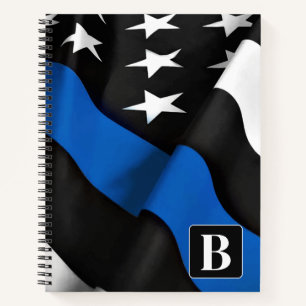 Thin Blue Line Flag Personalised Police Notebook