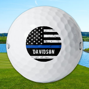 Thin Blue Line Flag Personalised Police Officer Golf Balls