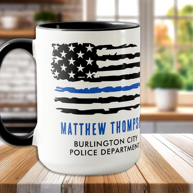 Thin Blue Line Flag Personalised Police Officer Mug (Creator Uploaded)