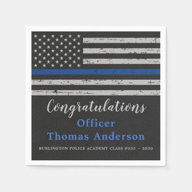 Thin Blue Line Flag Police Officer Graduation Napk Napkin (Front)