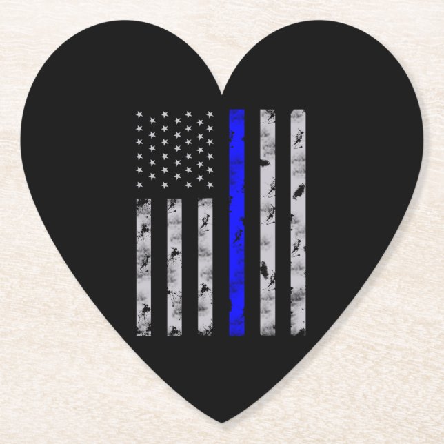 Thin blue line flag police officer paper coaster (Front)
