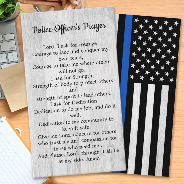 Thin Blue Line Flag Police Officer Prayer Bulk Business Card (Creator Uploaded)
